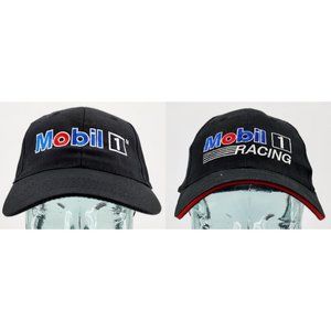 Lot of 2x Mobil 1 Racing Red Pegasus Logo Black Snapback Hat Cap OSFM